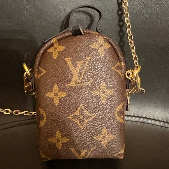 Brown Designer Mini Backpack with Chain Strap - Picture 2 of 2